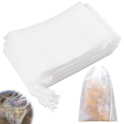 200 Piezas Bolsas de Filtro de Té Desechables, 15 x 10 cm Bolsas de Te Vacias, Bolsita de Te de Filtro con Cordón, para Té Fragante, Especias, Vainilla, Lavanda, Café, Hierbas, Condimentos