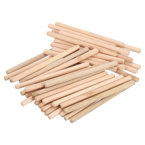 QUARKZMAN 50Pcs 5/16 x 4-3/4 Clavijas De Madera, Varillas De Madera, Clavijas Estriadas Para Muebles Y Carpintería, Clavijas De Madera Estriadas Para Manualidades Y Proyectos DIY