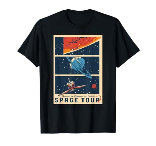 Shuttle im Weltall, Space, Vintage Retro Rocket Planet Art T-Shirt