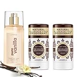 Lavanila Pure Vanilla Deodorant (2-pack) + Hair & Body Perfume Mist - Sweet & Warm With Madagascar Vanilla & Tonka Bean