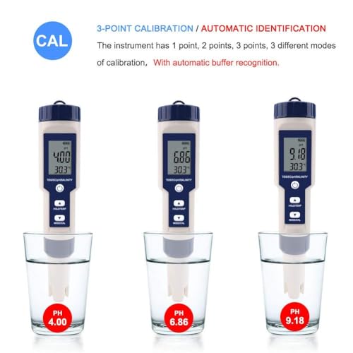 Testeur d'eau numérique 5 en 1 pour piscine au sel et spa avec pH-mètre