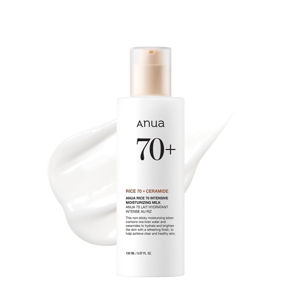 Anua Rice 70 Intensive Moisturizing Milk, Hydrating Face Lotion, Niacinamide, Ceramides, All Skin Types, Sensitive