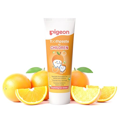 Image of Pigeon Orange Toothpaste for Babies & Kids 45 g | Fluoride & SLS Free | Colour & Paraben Free | pH-Balanced Gentle Daily Oral Care