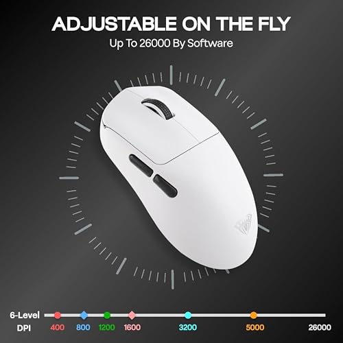 Image of AULA SC800 Tri-Mode(2.4GHz /BT /Wired) Ultra-Lightweight Gaming Mouse | 37grams, Adjustable 26000 DPI, PAW3395 Sensor, 8000 Polling Rate, Ultra-Precise & Durable for Gaming & Office Use | White (SC800W)
