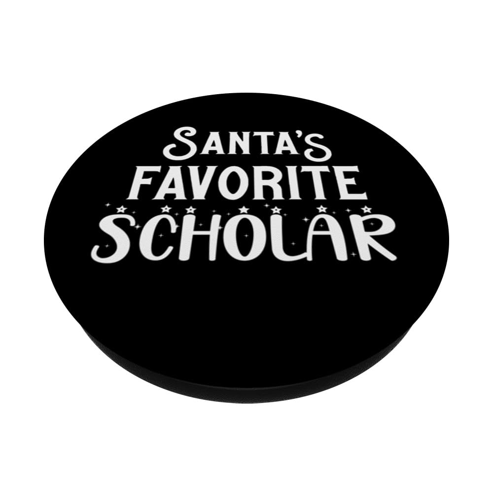 Funny Scholarly Scholar Santa's Favorite Scholar PopSockets Swappable PopGrip, Black - Image 2