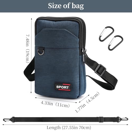 KQDRAVINE 7-Zoll Handytasche Zum Umhängen 3-Lagen Taschen Handy Tasche Zum Umhängen, Herren Handtaschen kleine Umhängetasche Herren mit Abnehmbaren und Verstellbaren Schultergurten für Wandern Sport