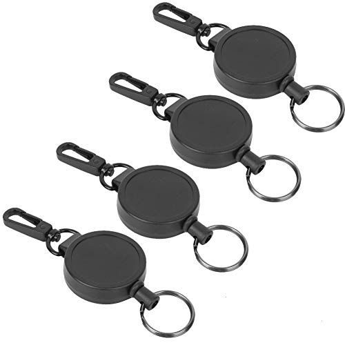 MAGT Llavero telescópico, 4pcs Llavero retráctil antirrobo Redondo Mosquetón de Cuerda de Alambre de Alta Resistencia Cover
