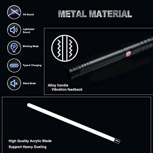 Yotomot Lightsaber Metal Hilt 15 Colors Changeable, Light Saber Cosplay Toy Support Heavy Dueling With 9 Sound Fonts 4 Black #TOP3