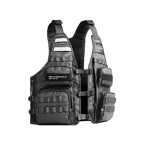 Rhinowalk Fishing Photography Vest with Multi Pockets Outdoor Jackets for Hunting Hiking Climbing Traveling (Black Upgrade)