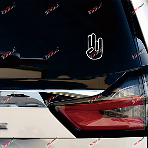 Image of (2) 4'' Shocker Hand Gesture Decal Sticker Car Vinyl die Cut no bkgrd White sda1