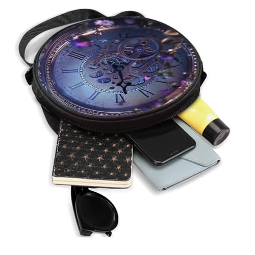 Image of Women Novelty Round Clock Shape Zippered Clock Purses for Women Tote Handbag Shoulder Bag, Gift for Mom Girlfriend