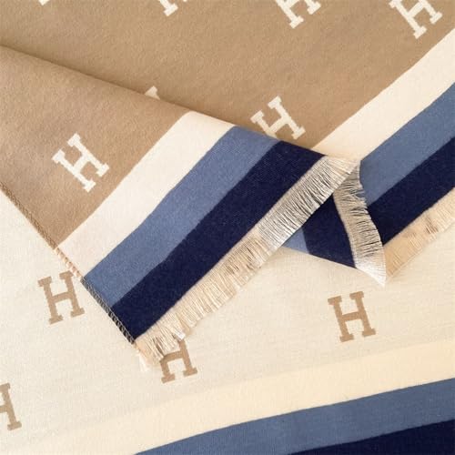 Cashmere Shawl Scarf for Men and Women - Letter Two-Tone Warm Cape for Formal and Wedding Attire4