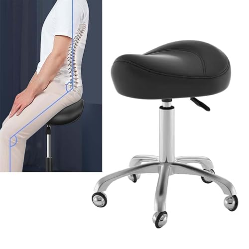 HUNTFF Silla giratoria ergonómica con Ruedas, Taburete hidráulico Resistente con Ruedas, Taburete Ajustable para Estudio de Tatuajes.