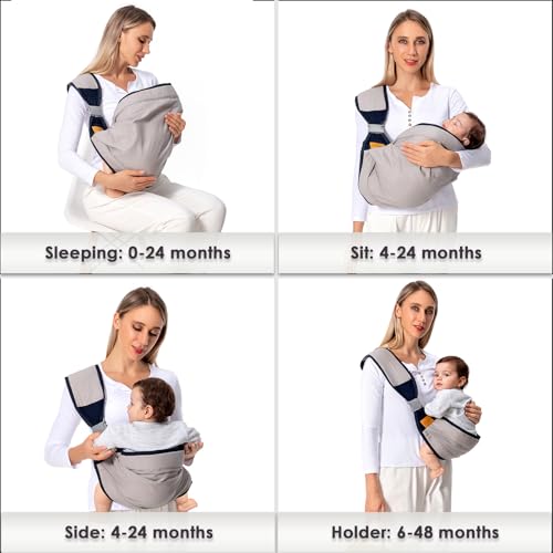 baby sling carrier baby carrier newborn to toddler7-45lbs toddler carrier with safety buckle one shoulder adjustable shoulder strap one size fits all grey