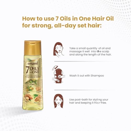 Emm.amii seven Oils in One Hair Oil | Makes Hair Stronger and Manageable | Coconut Oil, Amla, Jojoba, Olive, Walnut, Argan & Almond Oils | 500 ML