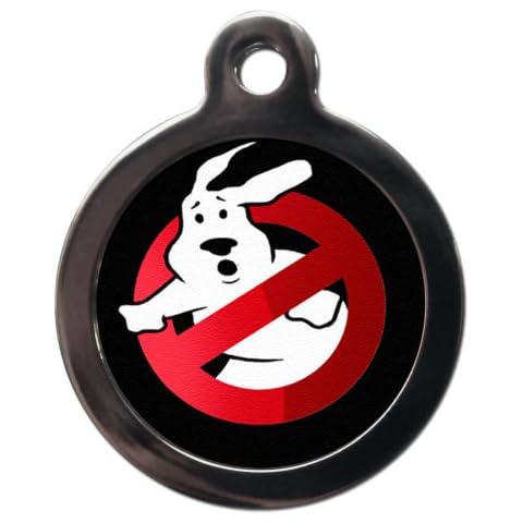 PS Pet Tags - Film TV Movie Pet ID Tags - Dog Ghostbuster Design - Zinc Alloy Metal - Large (32mm) Small (24mm) Personalised On Reverse - Dog Cat Name Address Identity Tag - Made in UK Cover