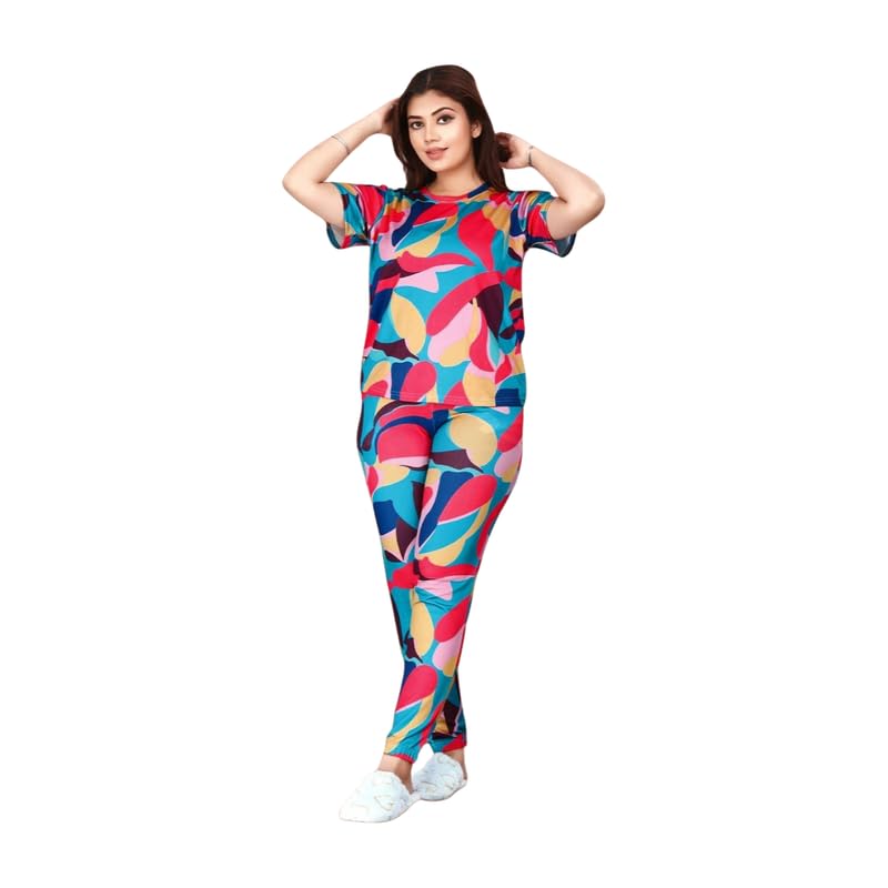 Women Tracksuits Cotton Blend Half Sleeves Round Neck Woman Workout for Sports Comfortable and Breathable Gym Wear-image-0