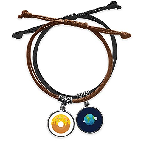 Pulsera de cuero amarillo ligera que no irrita la piel con dijes de donas dulces