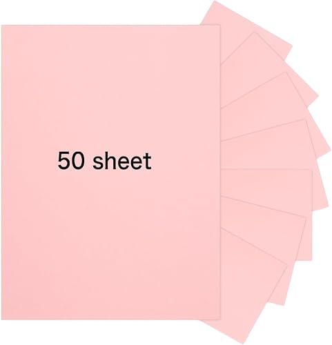 50 piezas de cartulina rosa de 8.5 x 11 pulgadas, hojas de cartulina pesada en blanco, tarjetas de felicitación de papel de invitación imprimibles,