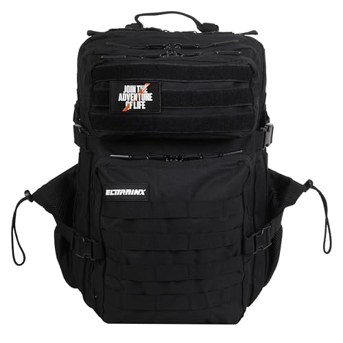 ELITRAINX Mochila 45L Compartimento Comidas Táctica Impermeable Deportes Aire Libre Deportes Gimnasio Portatil Oxford 600D (Negro)