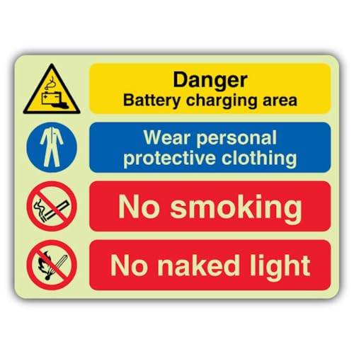 Panneau lumineux phosphorescent Wear Ppe No Smoking en vinyle 300x225mm