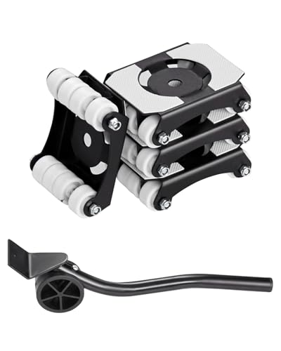 Happybuy Furniture Dolly, 750 lbs Load Capacity, Heavy Duty Furniture Movers with Wheels, Carbon Steel Panel, Dual-Row & Eight-Wheel Structure, Furniture Lift Slider Tool Set for Appliances