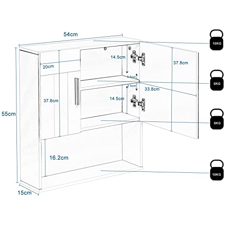 EUGAD Armadietto da Bagno con Specchio e Anta