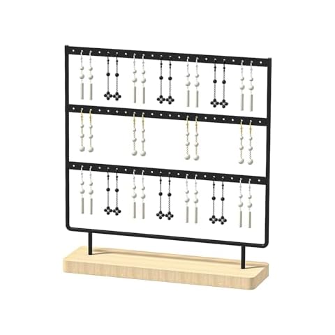 Byken 3 Tier Earring Holder,Ear Stud Organizer,Jewelry Display Stand for Selling（Black） Cover