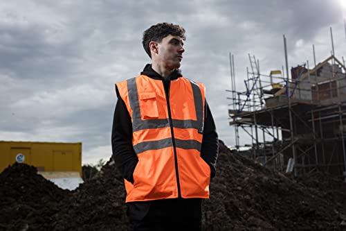 Gilet matelassé réversible Hi-Vis chaud et réfléchissant orange et bleu marine pour l'hiver