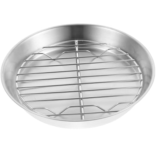 SOLUSTRE 1Set Grill Pan Baking Tray with Mesh Rack Multi Functional Bbq Plate for Oil Draining and Grilling and Easy to Clean Cooking Essential