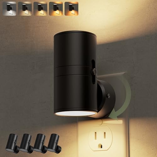 Image of L LOHAS LED Night Light, Dimmable Plug in Night Light with 5 Color Temperatures, 330 Rotating, Dusk to Dawn Sensor, LED Nightlight for Kids, Adults, Hallway, Bedroom, Bathroom, 4 Pack