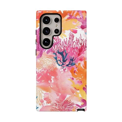 Coque Galaxy S24 Ultra corail aquarelle rose pour le quotidien