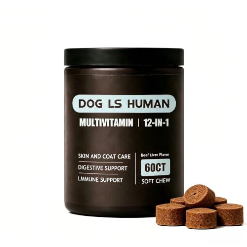 DOG IS HUMAN Multivitamin Relief Chews Supports Healthy Skin & Coat and Aids Digestion 60ct