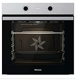 Hisense BI64021AX Horno Multifunción + Función Freidora de Aire sin Aceite, Gran Capacidad 77L,Cocción Simultanea 5 Niveles, ventilador XXL. Puertas removibles Inox