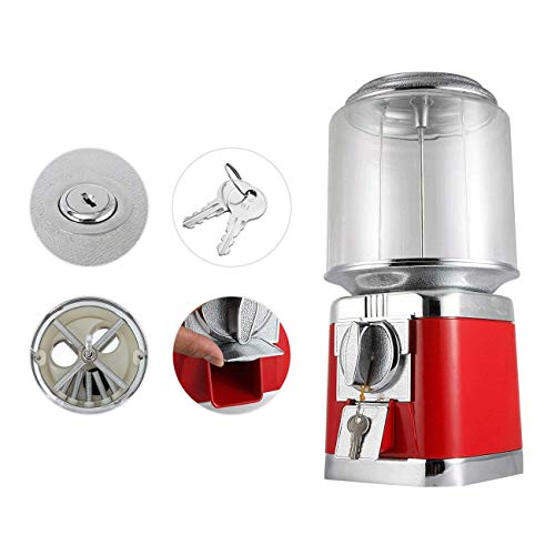 IRONWALLS Gumball Candy Vending Machine, Capsule Bouncy Ball Gumball Commercial Dispenser Machine with Key Lock for 25-32mm Candy, Durable, Removable Metal Body, Red - Thumbnail 7