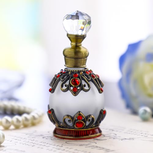 YU FENG 15ml Crystals Bejewelled Refillable Perfume Bottle Antique Fancy Round Fragrance Restoring Containers