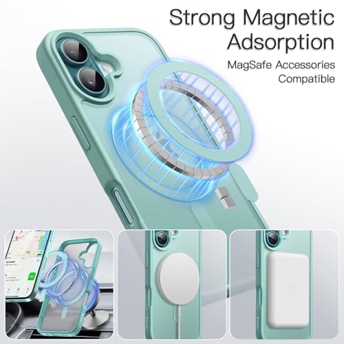 Image of JETech Magnetic Cover Case for iPhone 16 Plus 6.7-Inch Compatible with MagSafe, Translucent Matte Back Slim Shockproof Phone Cover (Teal)