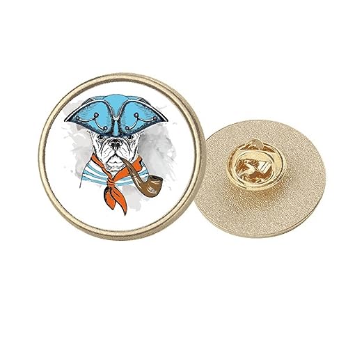 Broche de perro en acuarela con clip de metal dorado, un detalle redondo mediano