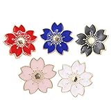 Apol Beautiful Cherry Blossom Brooches Enamel Brooch Pins Breastpin Set 5 Pieces for Women Girls Clo