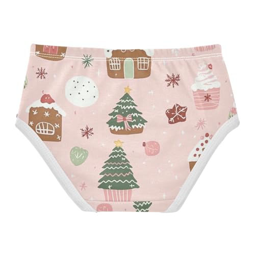 Christmas Gingerbread House Girls' Underwear Breathable Material Comfort Color for Kids in Sizes 2T,3T, 4T, 5T, 6Y and 8Y2