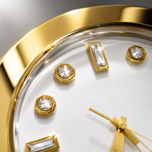 Image of ARMONIA Aurelia Wall Clock | 34 cm Medium Luxury Wall Clock |Silent Non-Ticking | Modern Decorative Clock for Living Room,Bedroom,Dining Room & Office (Gold Glossy Finish,Metal)