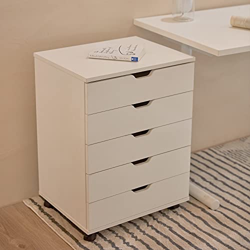 Vicllax 5 Drawer Unit File Cabinet Under Desk Storage Cart For Home Office With Casters, White(Assemble Needed) #TOP1