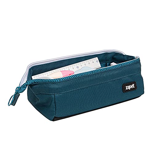 Image of ZIPIT Lenny Pencil Case | Large Capacity Pencil Pouch | Pencil Bag for School, College and Office (Teal)