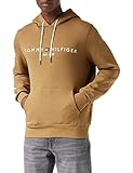 Regular Fit Tommy Hilfiger Herren Logo Hoody Kapuzenpullover, Desert Khaki, L