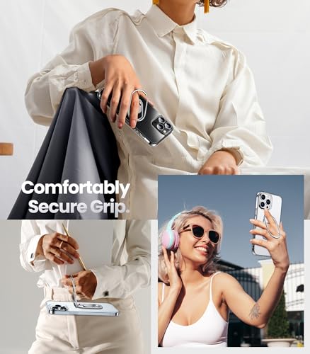 Image of SHIELDS UP for iPhone 12 Pro Max Back Cover with Stand, Phone Case Clear with Double Ring Holder [Adjustable & Foldable] Shockproof Protective Cover for iPhone 12 Pro Max 6.7 inch - Clear