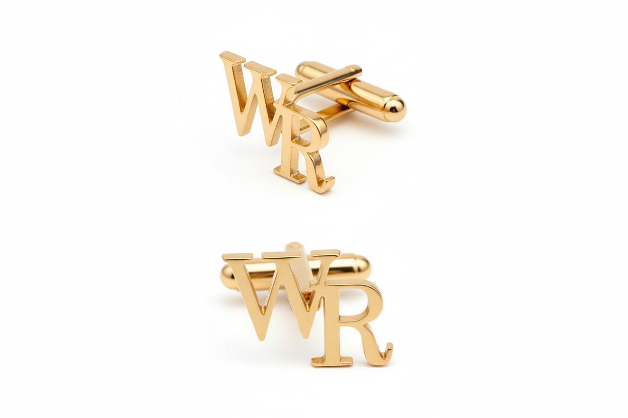 moskai Custom Initial Cufflinks for Men | Personalized Monogram Alphabet Cufflink Set | Engraved Letter Cuff Links | Stylish Men’s Jewelry Gift for Weddings and Formal Wear-picture-19