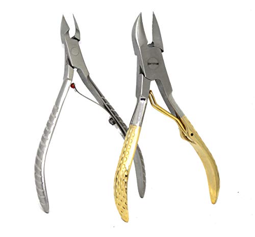 Nagelzange Kopfschneider Nagelschere aus Edelstahl mit Scharfem und Glattem Schnitt für Dicke und Tiefe Eingewachsene Fußnägel und Fingernägel, Rostfrei, Silber und Gold Cover