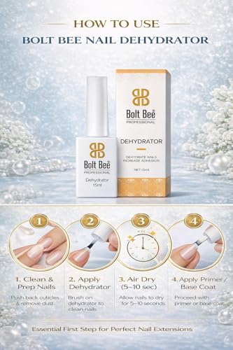 Image of Bolt Bee Nail Prep Dehydrator - Professional Nail Dehydrator for Acrylic, Gel & Press-On Nails - Removes Oil & Moisture for Better Adhesion - Fast-Drying, Air Dry Formula - 15ml