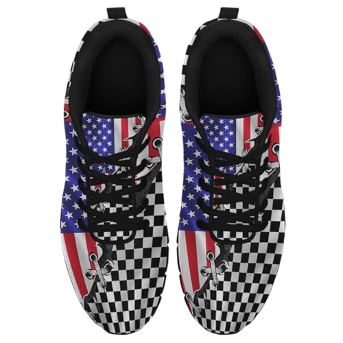 American Flag Black White Semaphore Shoes for Women Men Tennis Shoes 3D Print Fashion Running Sneakers2