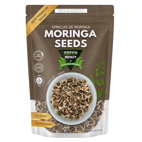 Green Royalty Moringa Seeds (350 + Count) 100% Natural Non-GMO Herbal Seeds Nutrient-Rich Superfood for Daily Balance Sugar Free Caffeine Free Gluten Free 2-Month Supply